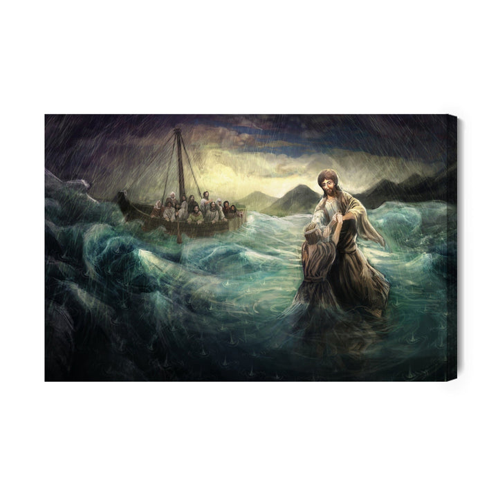 Kanva: Jēzus staigā pa ūdeni, tumša X-ART