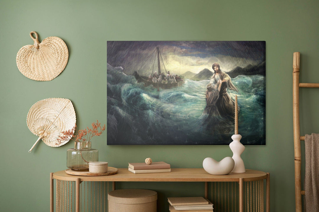 Kanva: Jēzus staigā pa ūdeni, tumša X-ART