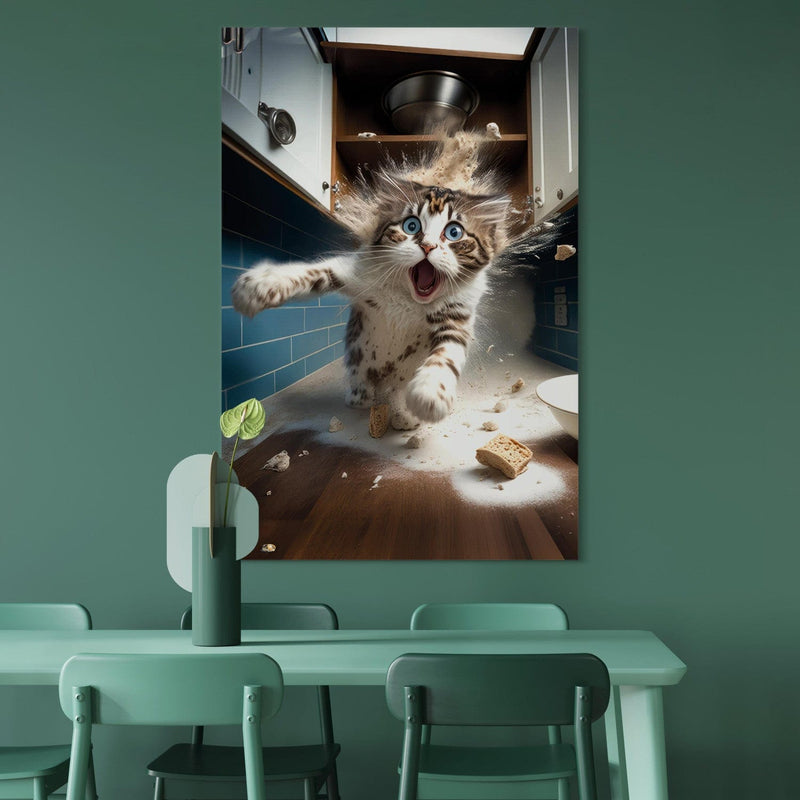 Glezna - Kaķis bēg no virtuves, 150247 Tapetenshop.lv