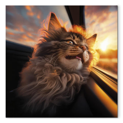 Kanva - Kaķis ceļojumā un rietošā saule, 150149 G-ART