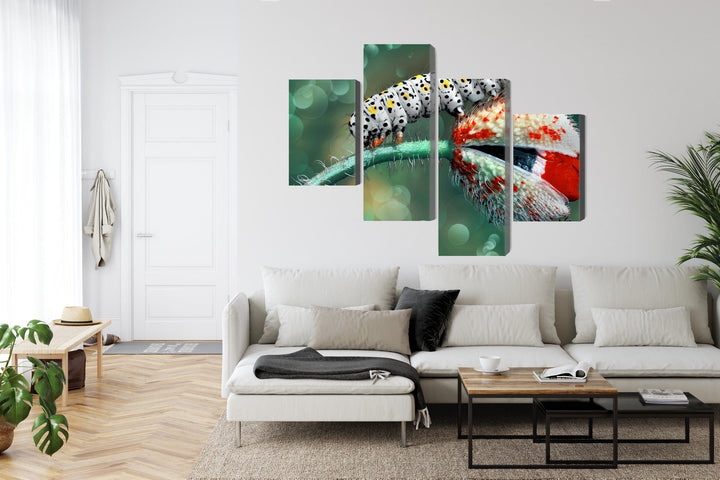 4 daļu kanva: Kāpurs un mārīte makro X-ART