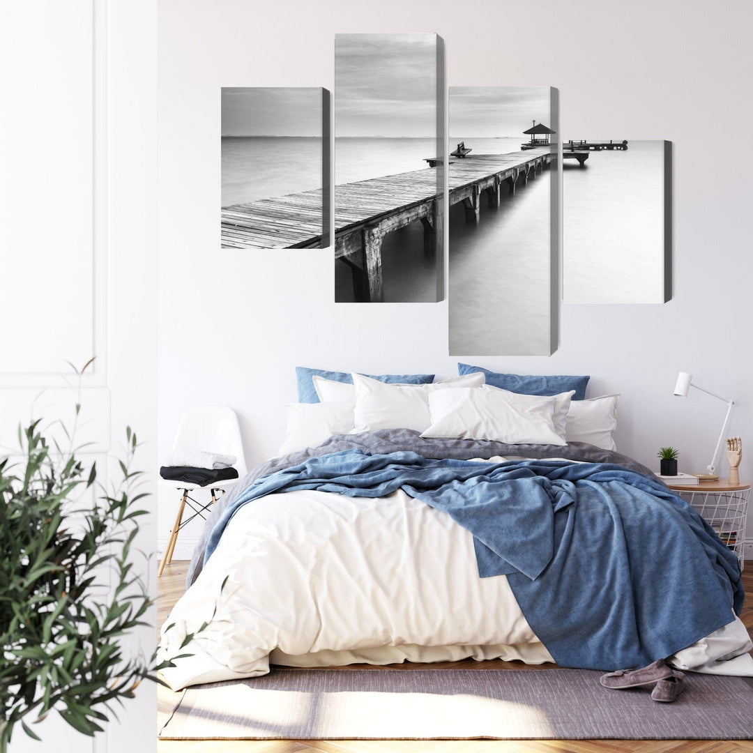 Kanva: Koka piestātne, melnbalta jūra X-ART