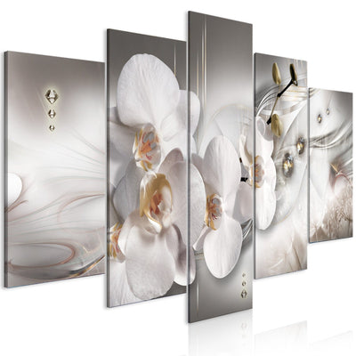 Kanva - kompozīcija ar baltam orhidejām, pērlēm un dimantiem, 146445 G-ART
