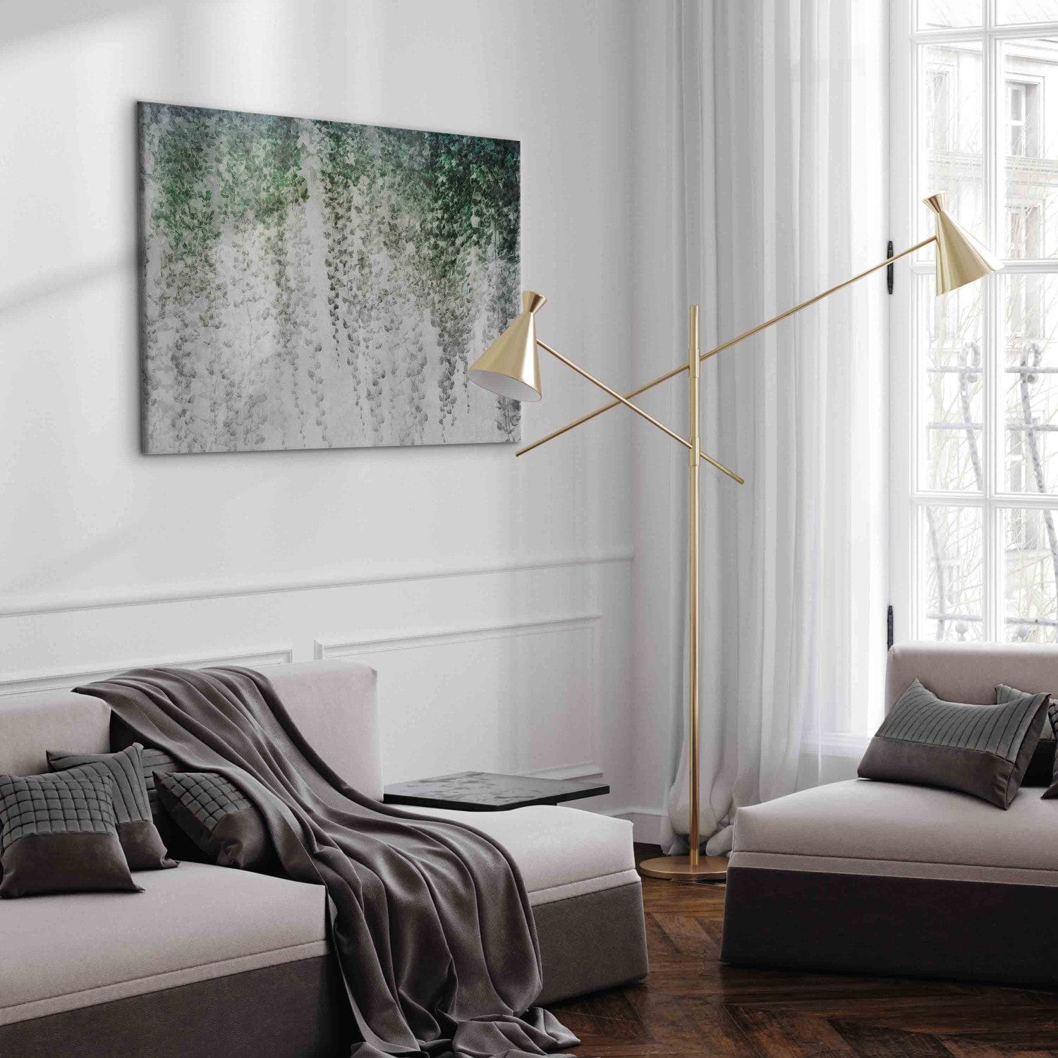 Glezna mierīgam interjeram - Kompozīcija ar tumšu efeju, 151472 G-ART