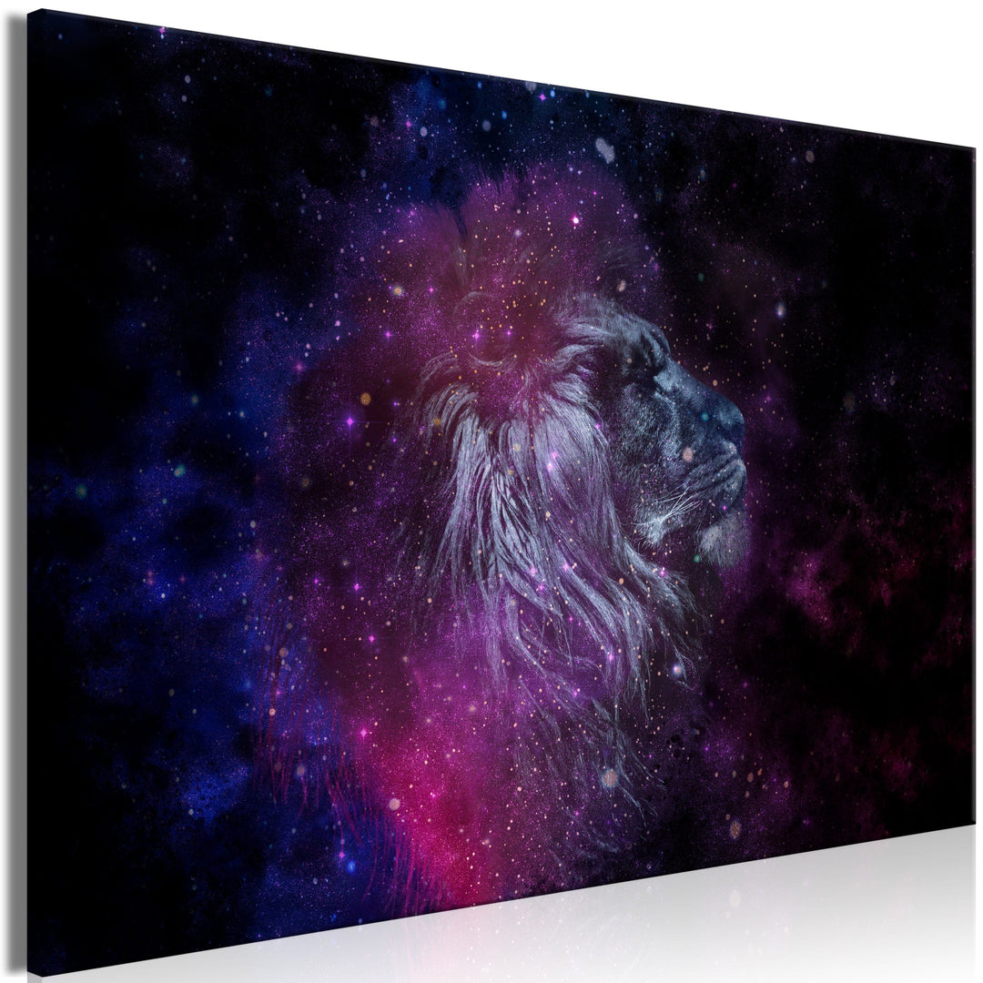 Kanva ar lauvu - Kosmiskā lauva, zilā/violetā/melnā - jauniešiem ART XL