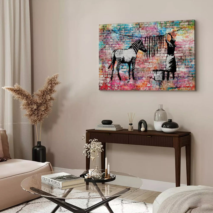 Glezna jauniešiem - Banksy grafiti, daudzkrāsainas ar zebru ART XL