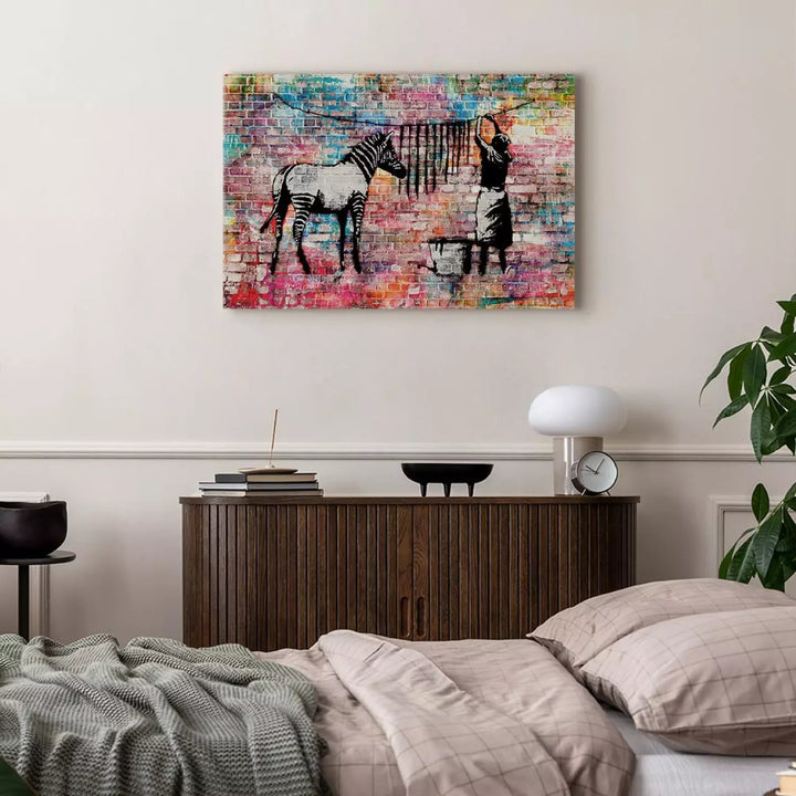 Glezna jauniešiem - Banksy grafiti, daudzkrāsainas ar zebru ART XL