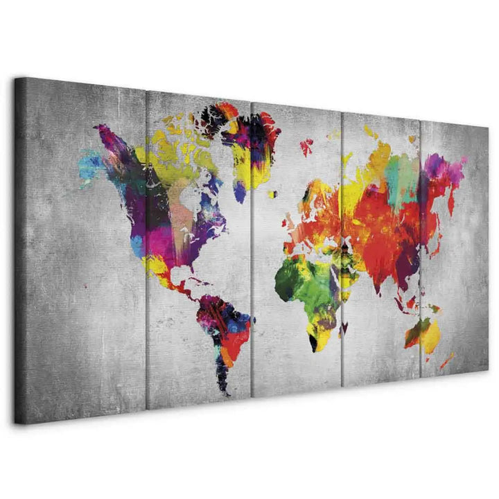Kanva - Daudzkrāsaina pasaule uz pelēka betona, 105058, (x5) ART XL