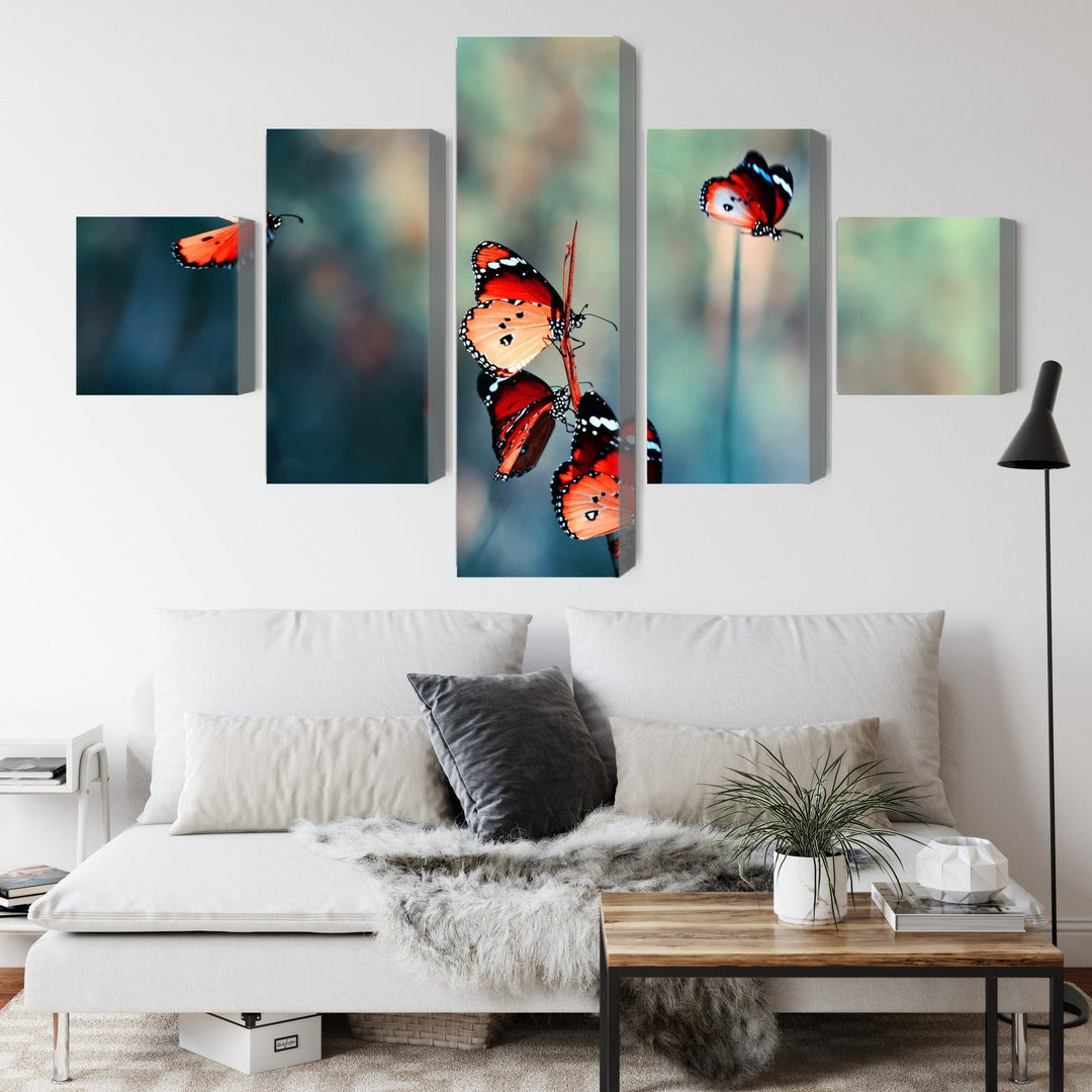 5 daļu kanva: Krāsaini tauriņi makro X-ART