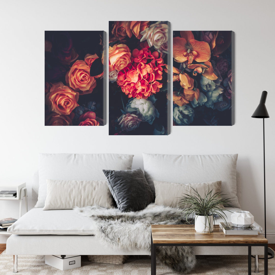 Kanva - Krāsaini ziedi retro stilā, N-3980 X-ART