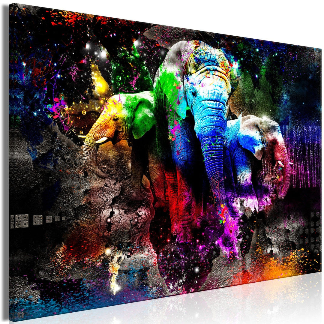 Glezna - - Krāsainie ziloņi uz melna fona (x 1), 128410 G-ART.