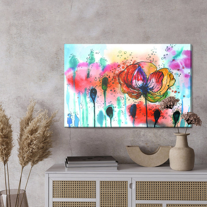 Kanva - Krāsains akvareļu magones, N-1503 X-ART