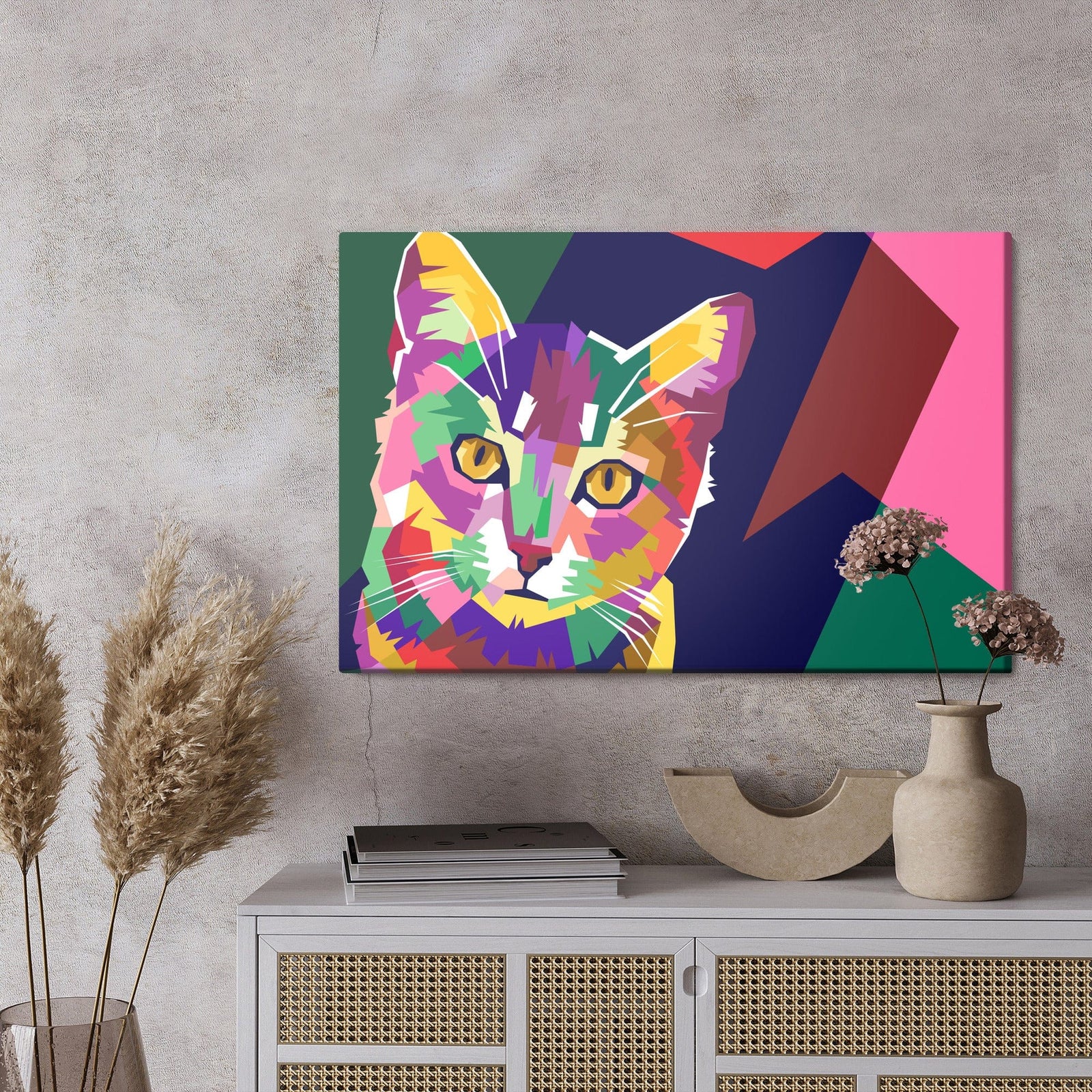 Kanva - Krāsains grafisks kaķis, N-1452 X-ART