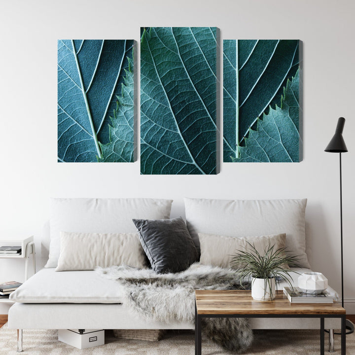 Kanva: Lapas makro mērogā, tirkīza un zaļa X-ART