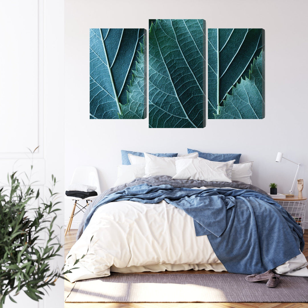 Kanva: Lapas makro mērogā, tirkīza un zaļa X-ART