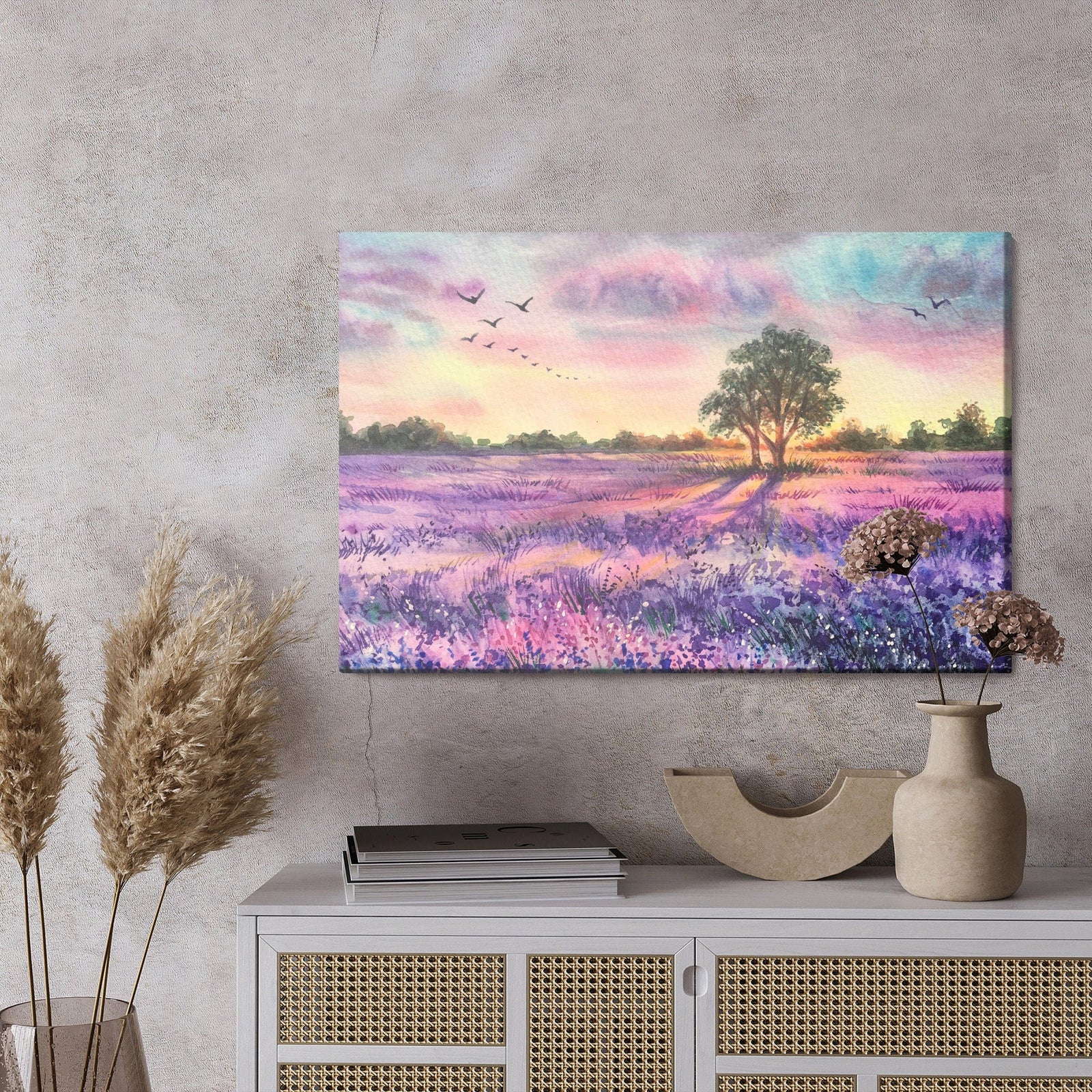 Kanva - Lavandas ainava, gleznota ar akvareļu krāsām, N-1499 X-ART