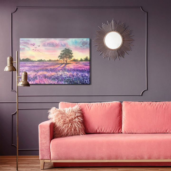 Kanva - Lavandas ainava, gleznota ar akvareļu krāsām, N-1499 X-ART