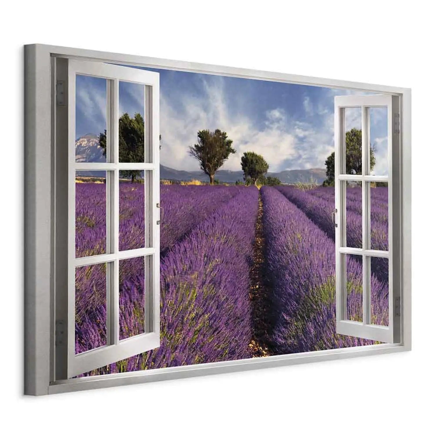 Glezna viesistabai ar skatu no loga - Lavandas lauks, violetā krāsā ART XL