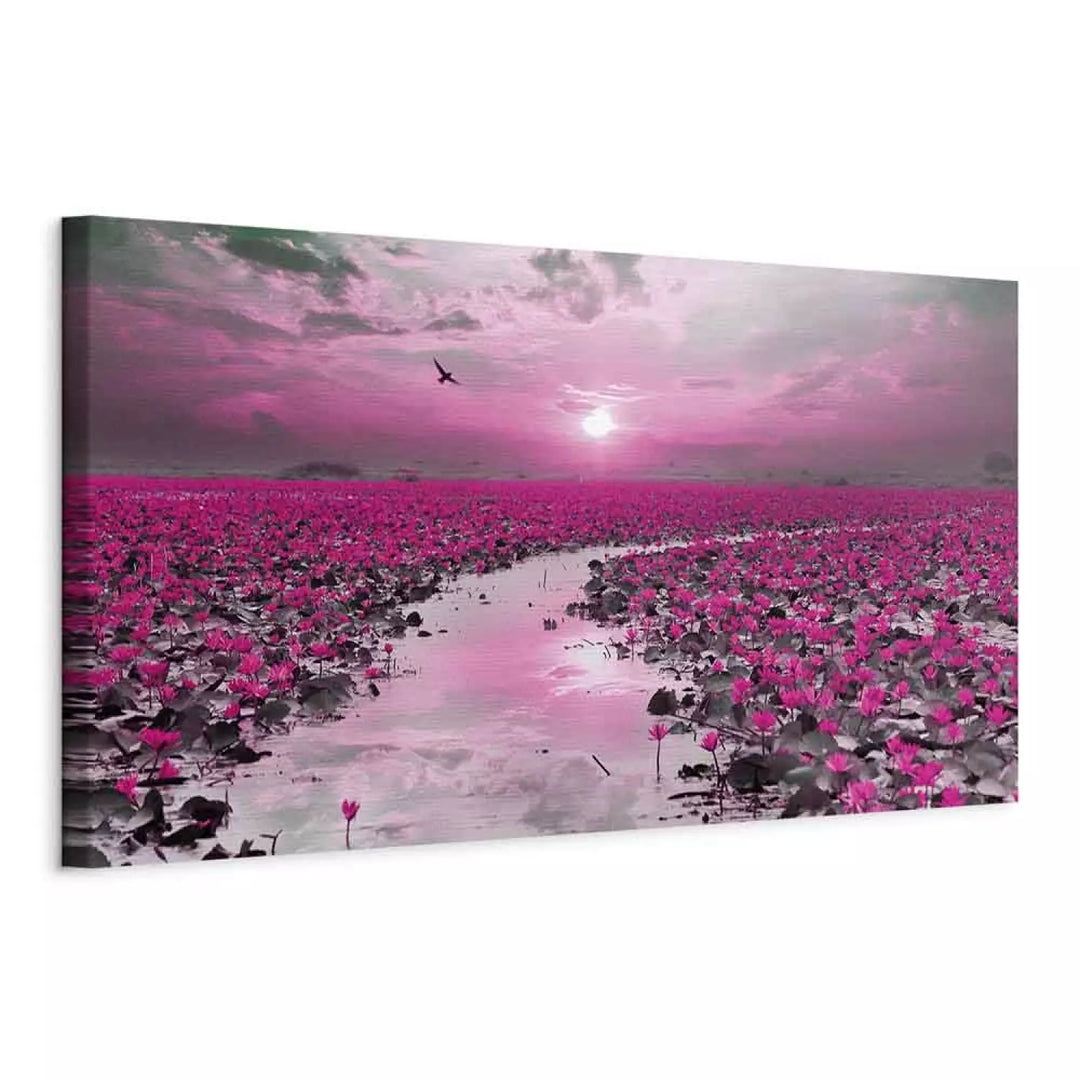 Glezna Lilijas Saulrietā – Violeta Purpuraugu Ainava ART XL