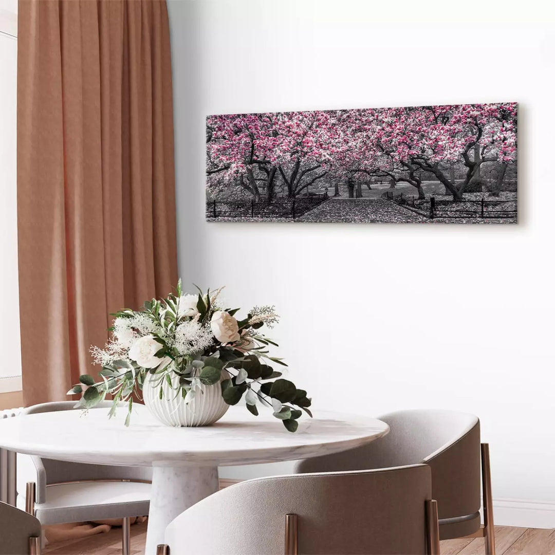 Glezna "Magnoliju Parks" – Rozā Ziedi uz Pelēka Fona ART XL