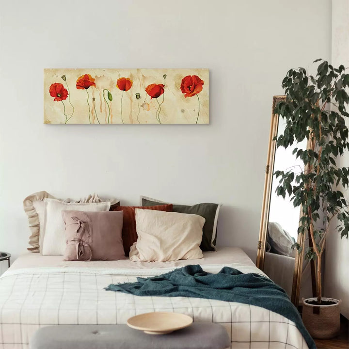 Glezna "Magoņu Asaras" (90480) – Ziedi uz Bēša Fona ART XL