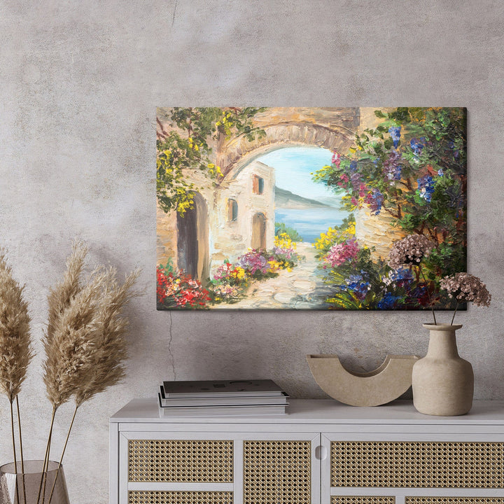 Kanva - Māja pie jūras un ziedi, N-1141 X-ART