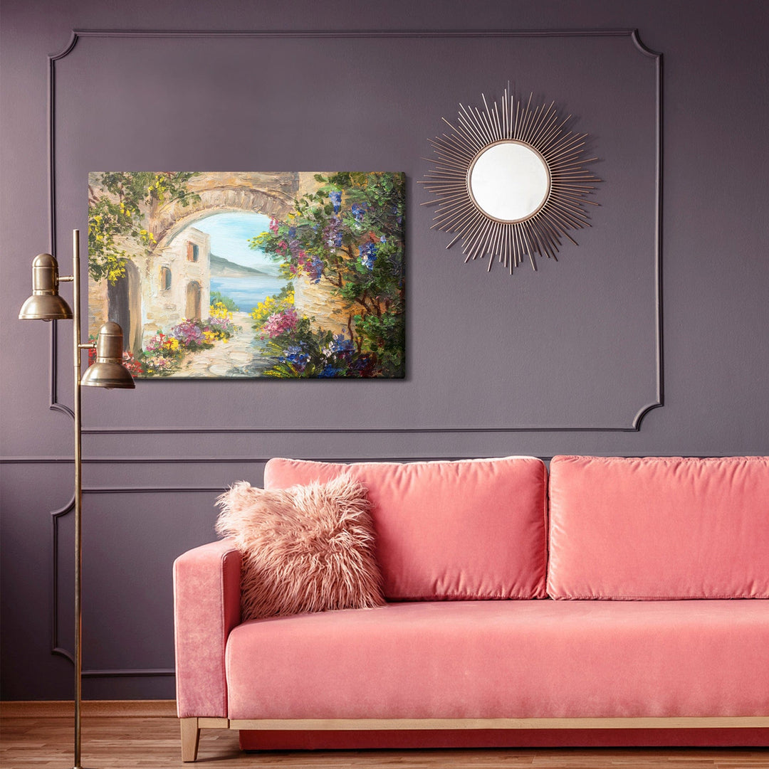 Kanva - Māja pie jūras un ziedi, N-1141 X-ART