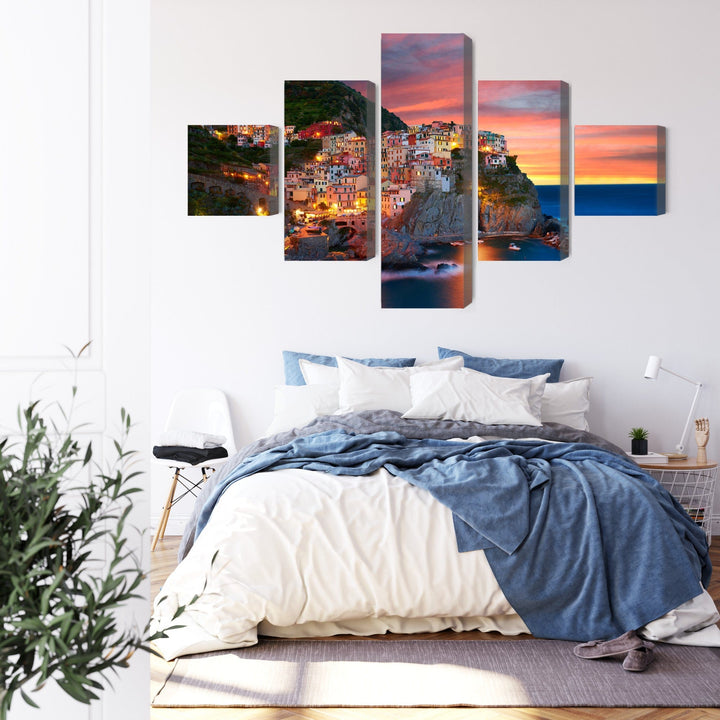 5 daļu kanva: Manarola Itālijā, saulriets X-ART