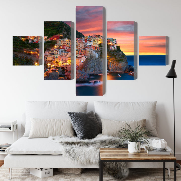 5 daļu kanva: Manarola Itālijā, saulriets X-ART