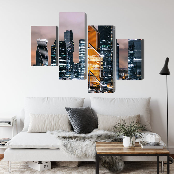 4 daļu kanva: Maskavas panorāma, taupe X-ART