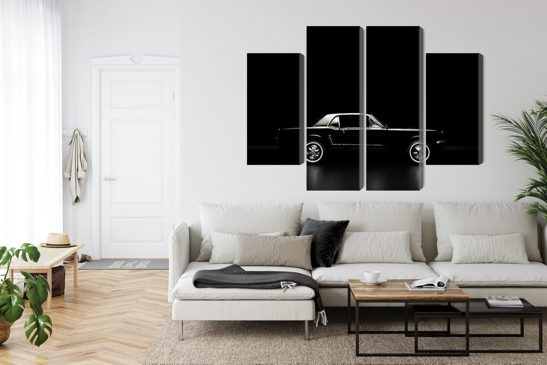 Kanva - Melnā retro automašīna uz tumša fona, N-3389 X-ART