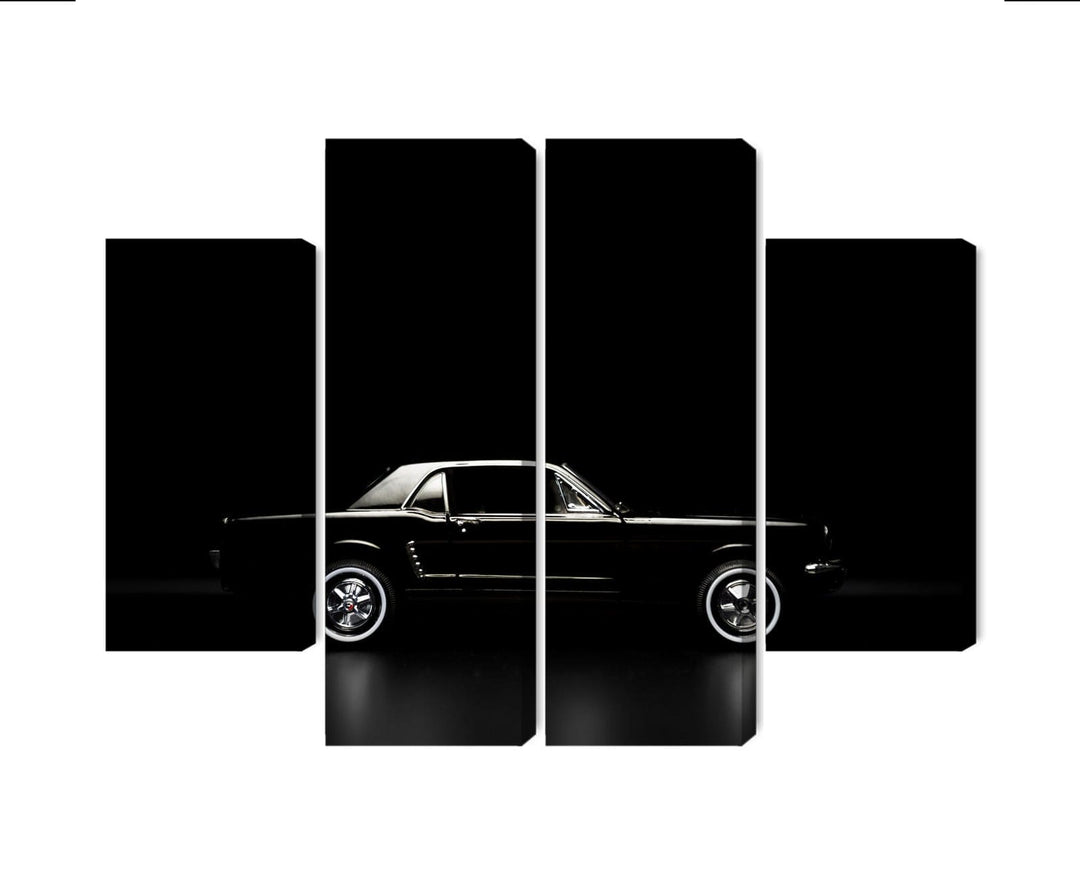 Kanva - Melnā retro automašīna uz tumša fona, N-3389 X-ART