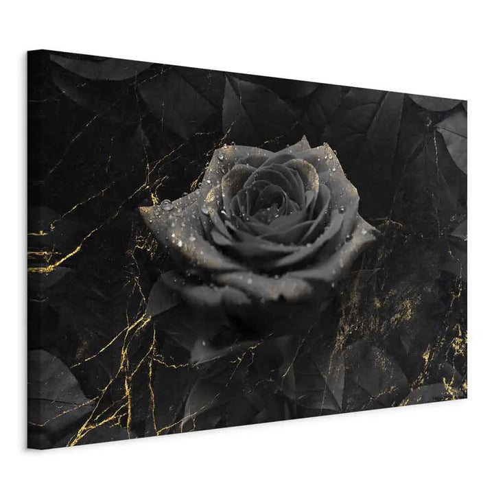 Glezna - Melna roze, glamūra stils, ar zelta elementiem ART XL