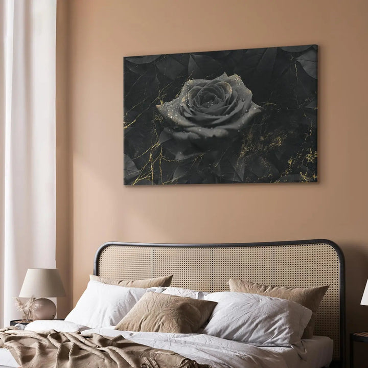 Glezna - Melna roze, glamūra stils, ar zelta elementiem ART XL