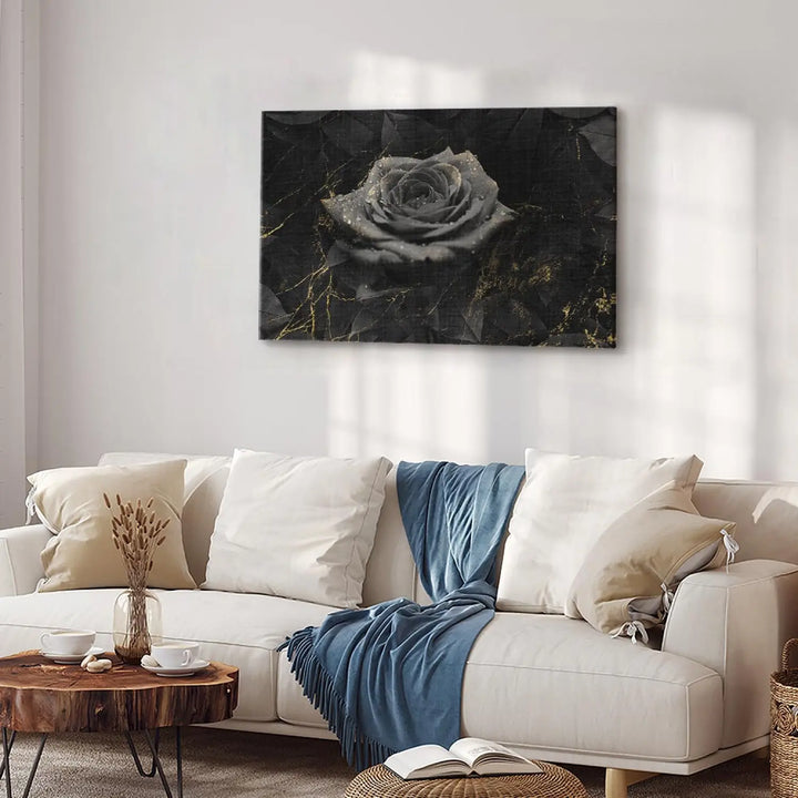 Glezna - Melna roze, glamūra stils, ar zelta elementiem ART XL