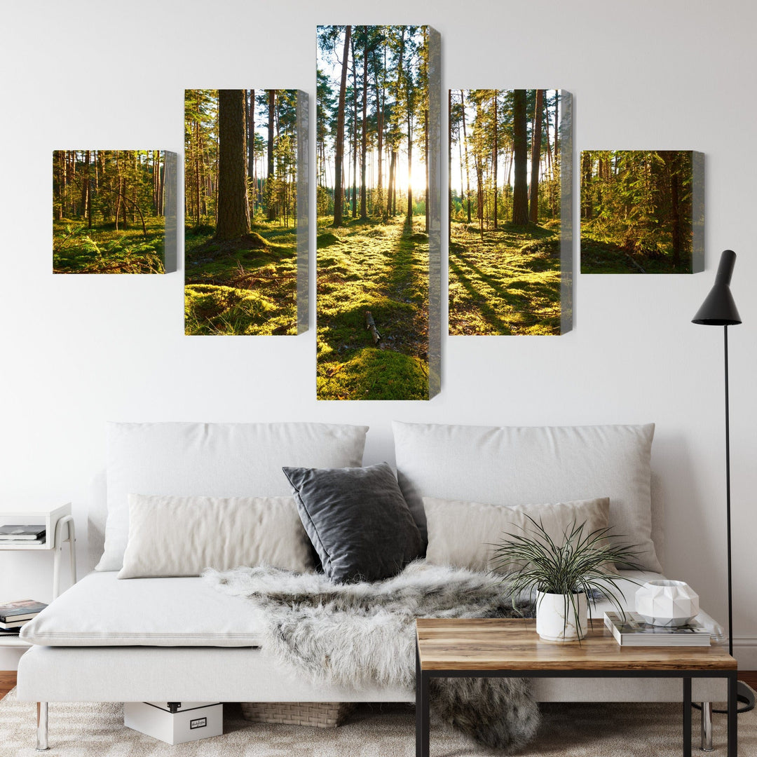 Kanva - Meža ainava ar saulrietu, N-1873 X-ART