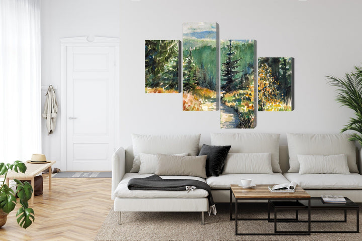 Kanva - Meža ainava, gleznota ar akvareļkrāsām, N-1972 X-ART