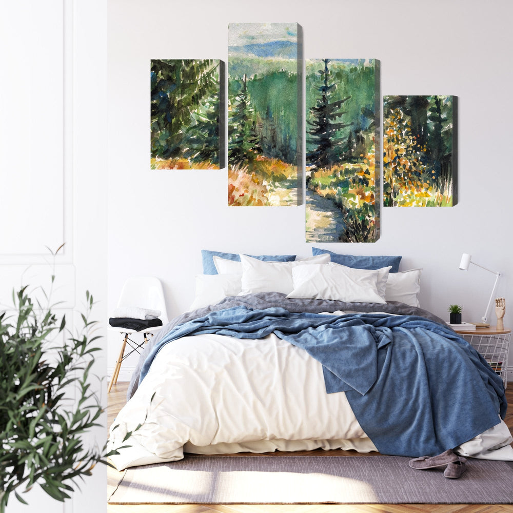 Kanva - Meža ainava, gleznota ar akvareļkrāsām, N-1972 X-ART