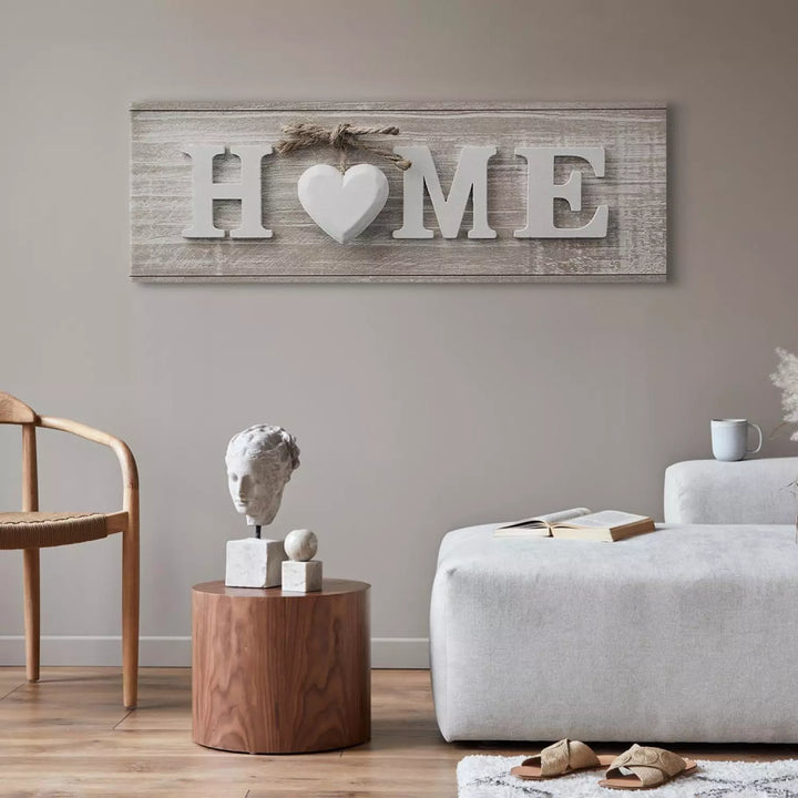 Glezna ar Uzrakstu HOME – Silti Pelēka Koka Tekstūra ART XL