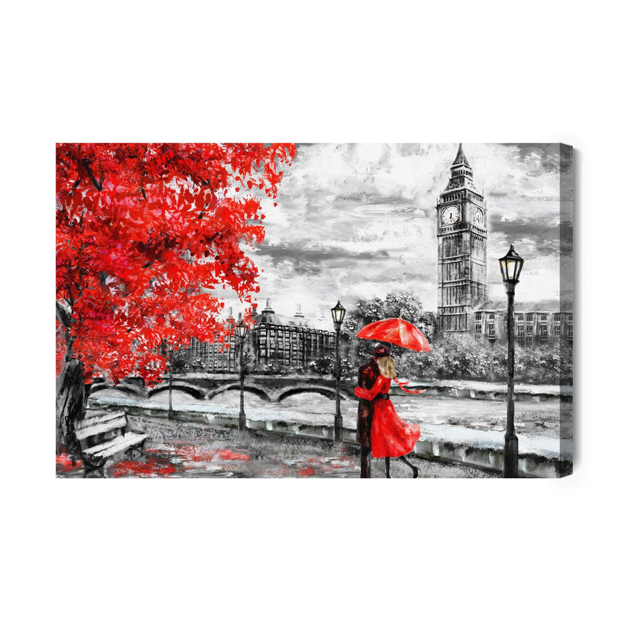 Kanva - Mīlētāji, kas apbrīno Londonas siluetu, N-1297 X-ART