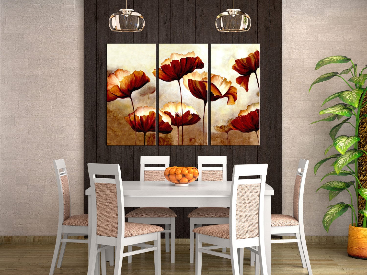 Glezna ar magonēm retro stilā - Mirdzošās magones (x 3) G-ART