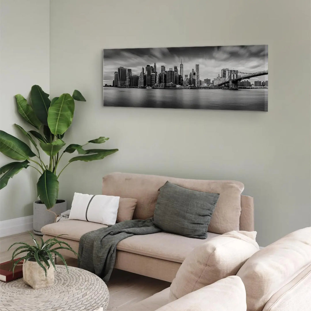Kanva - Ņujorka: stilīga pilsēta, melnbalta panorama, 96050 ART XL
