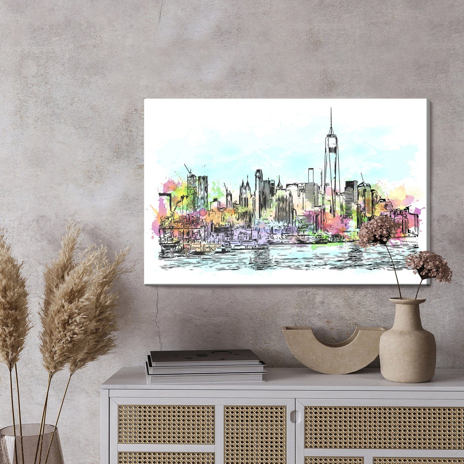 Kanva - Ņujorkas panorāma ar akvareļa pieskārienu, N-1412 X-ART