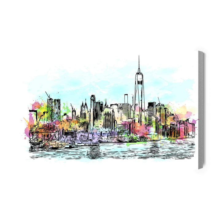 Kanva - Ņujorkas panorāma ar akvareļa pieskārienu, N-1412 X-ART