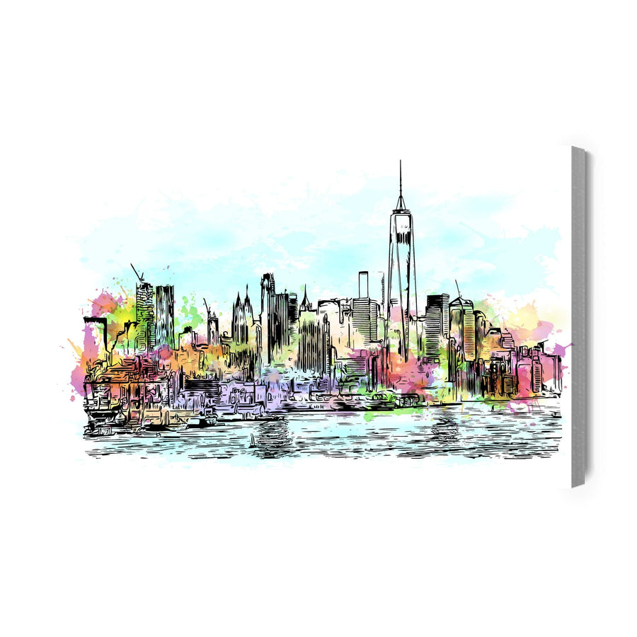 Kanva - Ņujorkas panorāma ar akvareļa pieskārienu, N-1412 X-ART