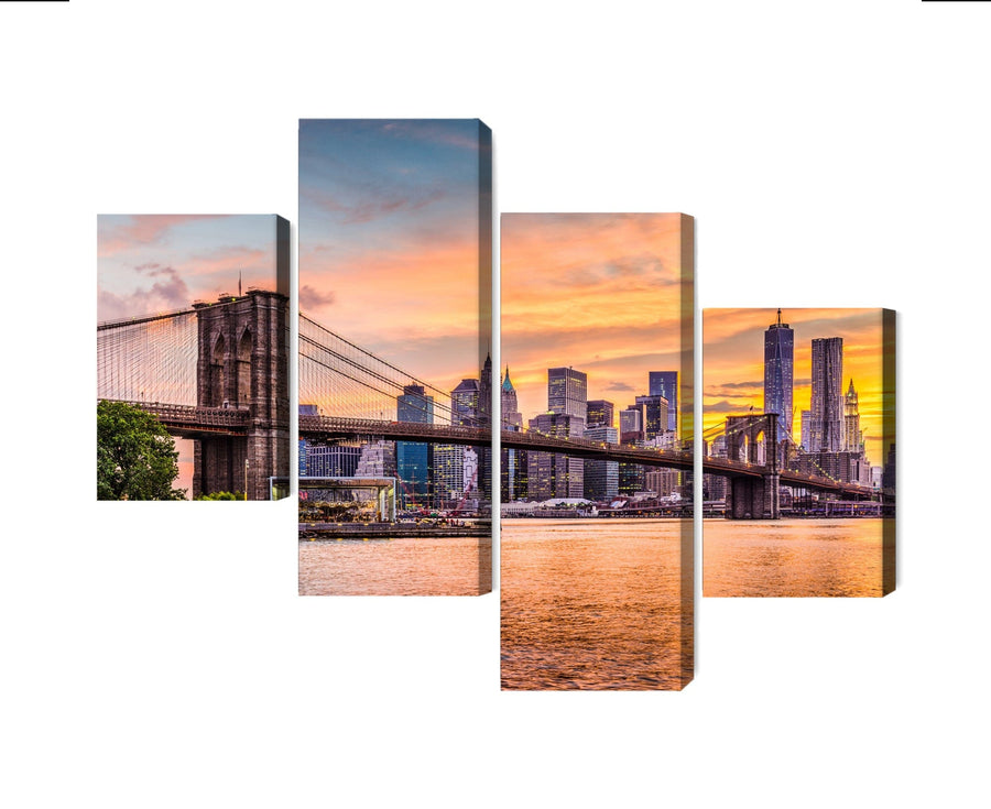 Kanva: Ņujorkas panorāmas ainava, oranža X-ART