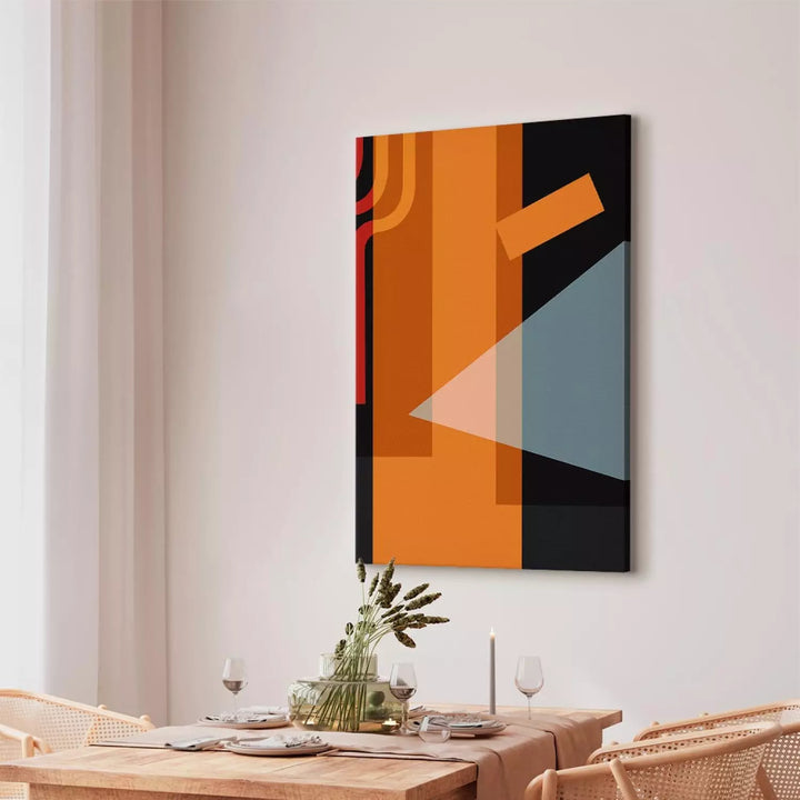 Kanva - Oranži un brūni taisnstūri – abstrakcija uz melna fona ART XL