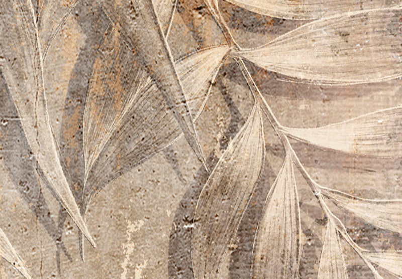 Kanva - Palmu lapas skice, brūna kompozīcija ar tropisko motīvu, 151439 G-ART