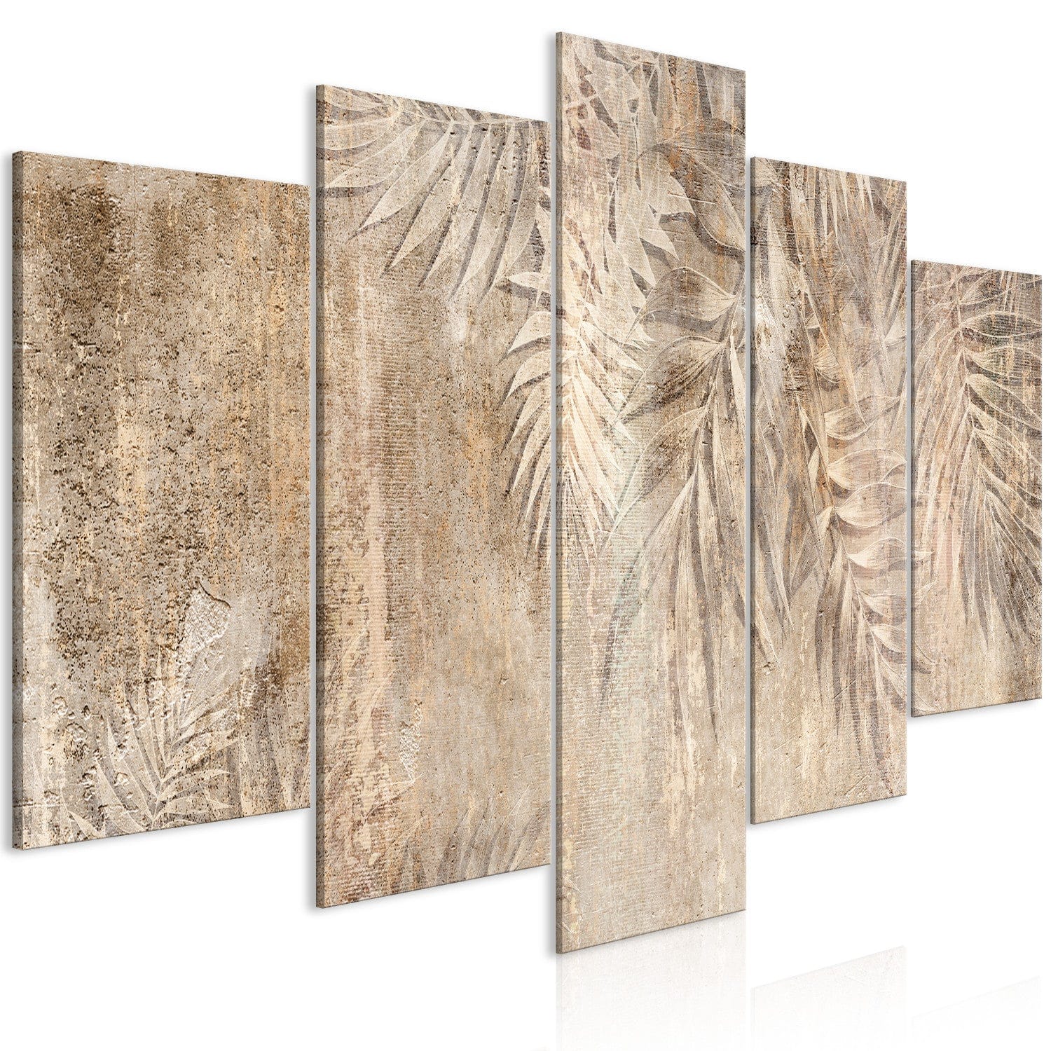 Glezna - Palmu lapas skice, brūna kompozīcija ar tropisko motīvu G-ART