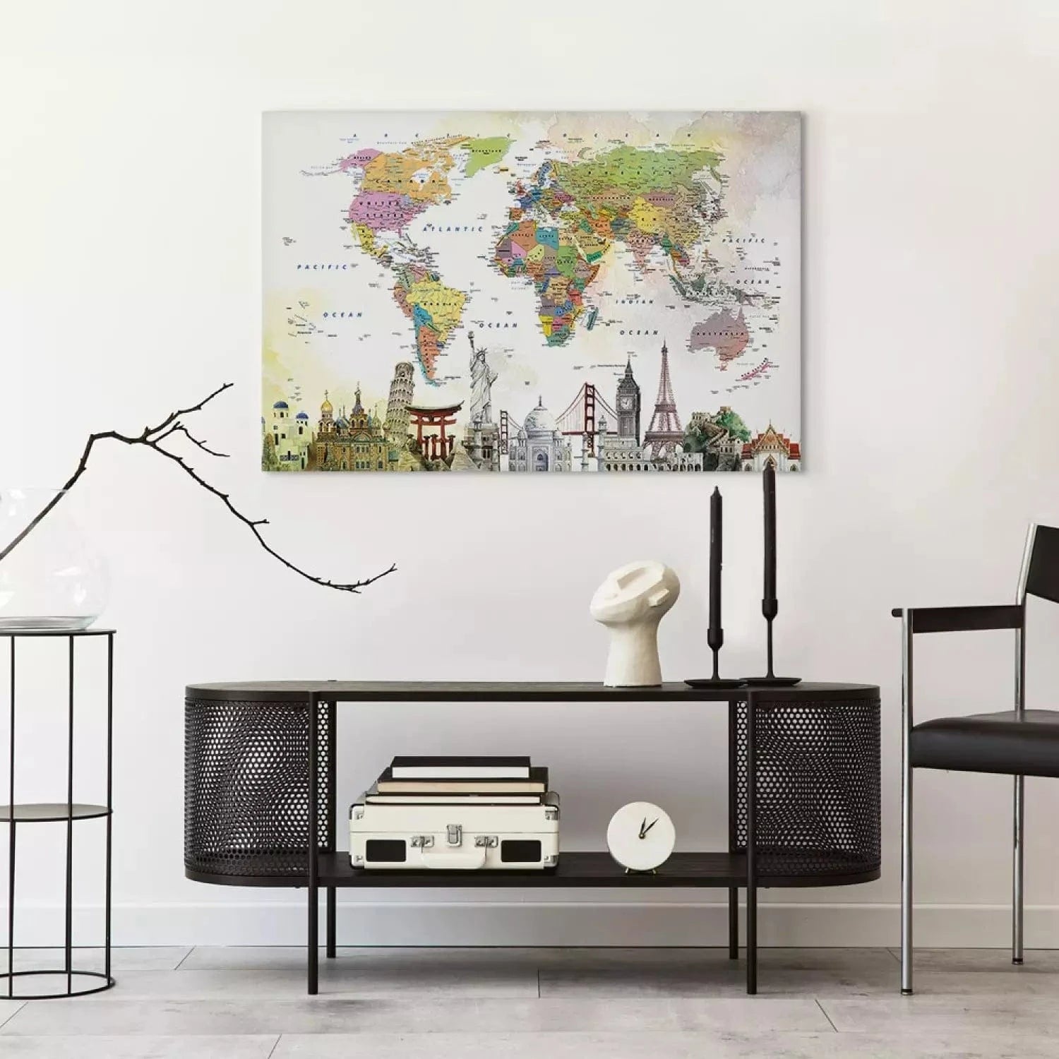 Kanva - Pasaules brīnumi - radoša, krāsaina pasaules karte ART XL